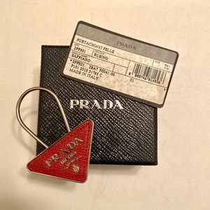 Prada Ruby Red Saffiano Leather Keychain